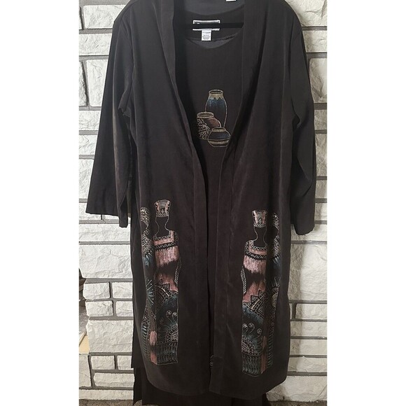 2 Piece Bali Apparel Open-Front Duster and a Sleeveless Maxi Dress. Loungewear - Picture 1 of 12